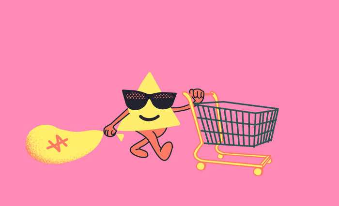 Zap pushing a shopping cart