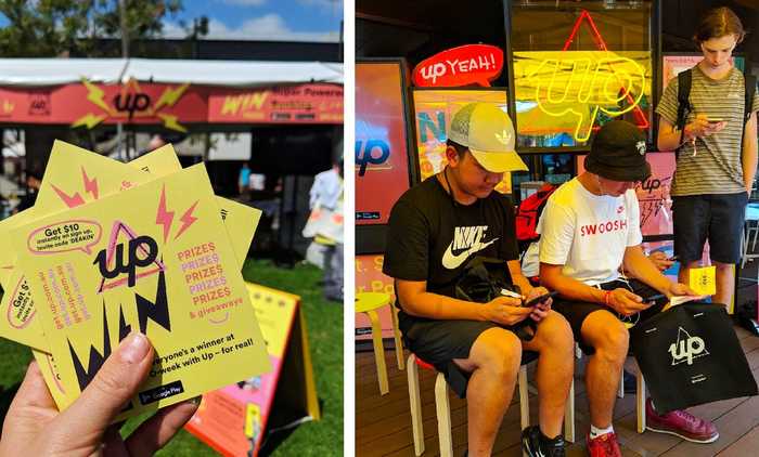 O-Week promo offer design (left) Students at RMIT signing up (right)