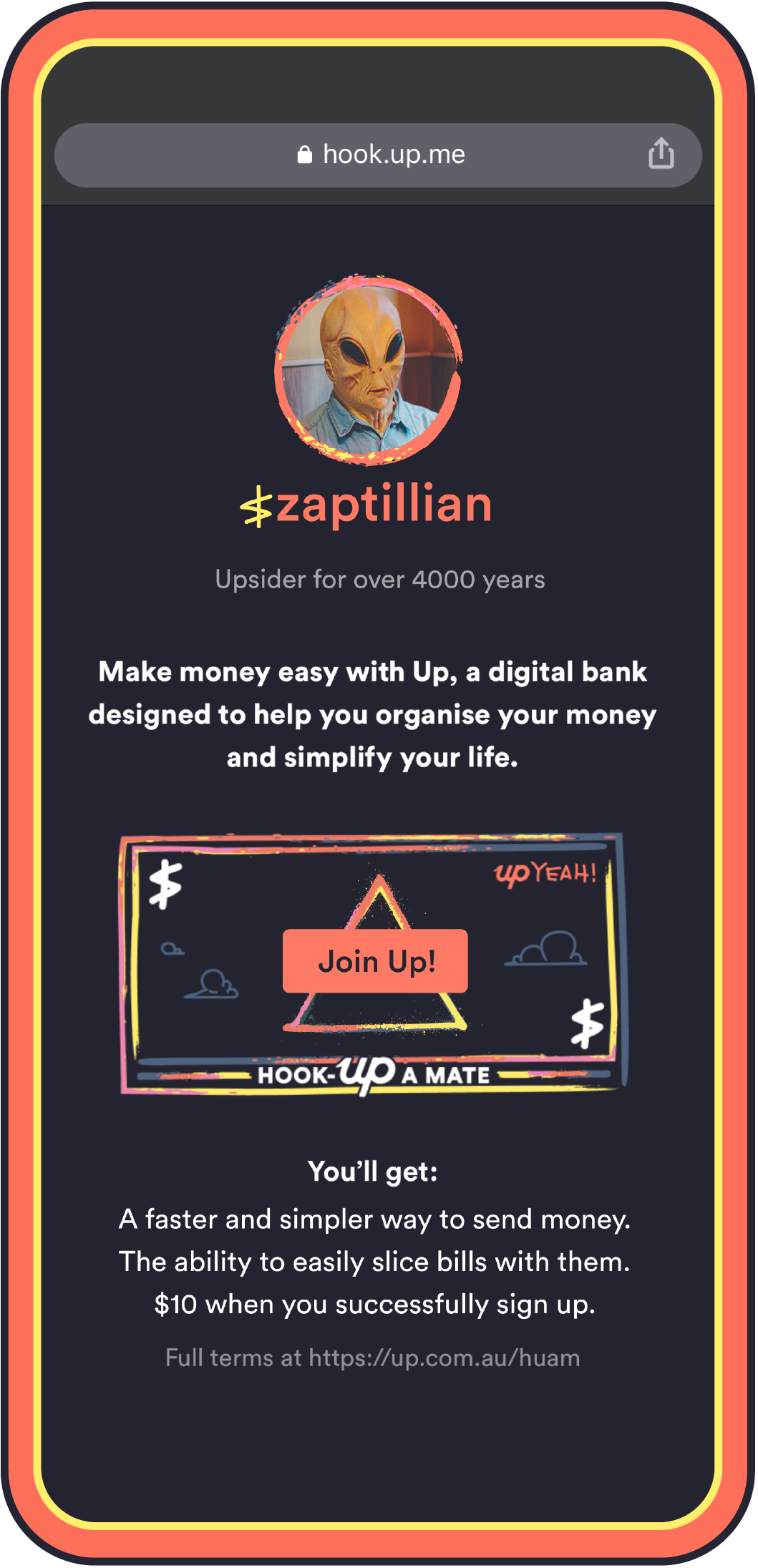 Up personal Hook Up a Mate screen on a phone