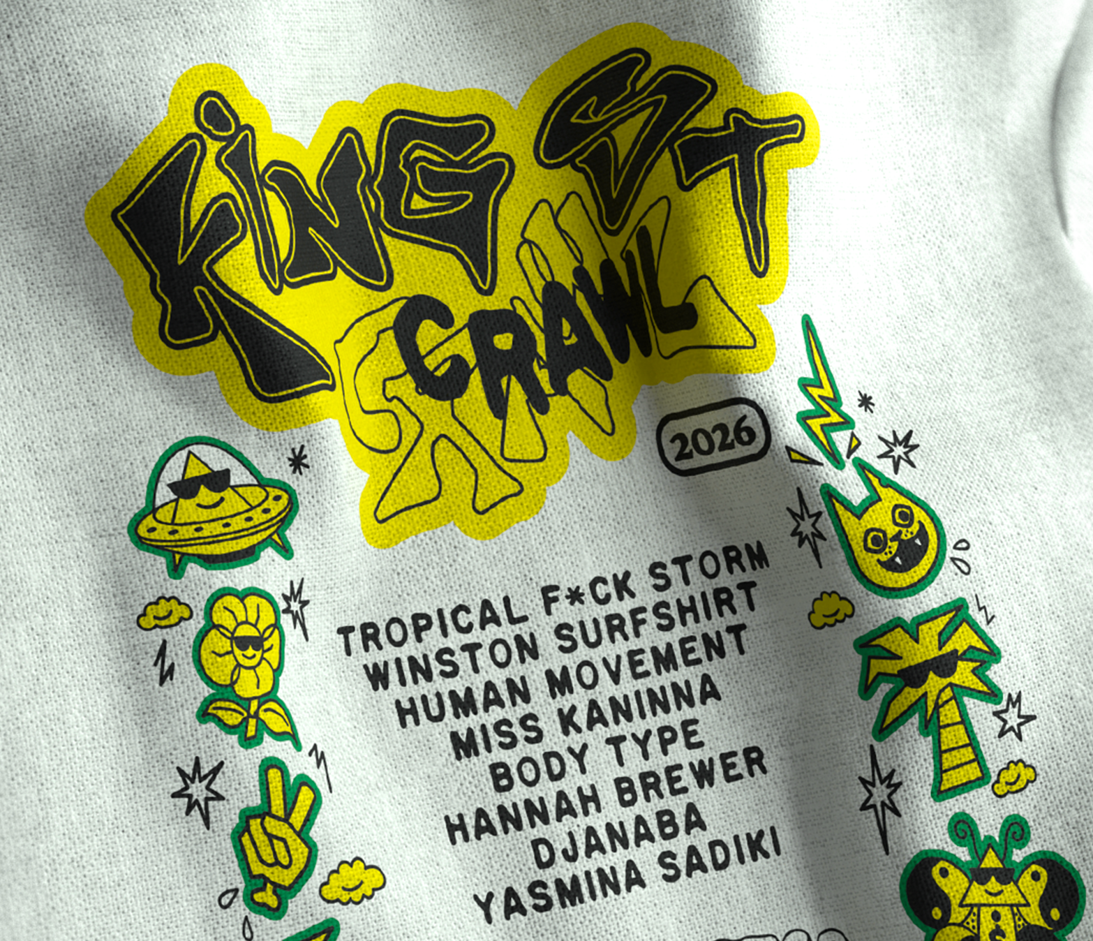 Back design,King Street Crawl set list