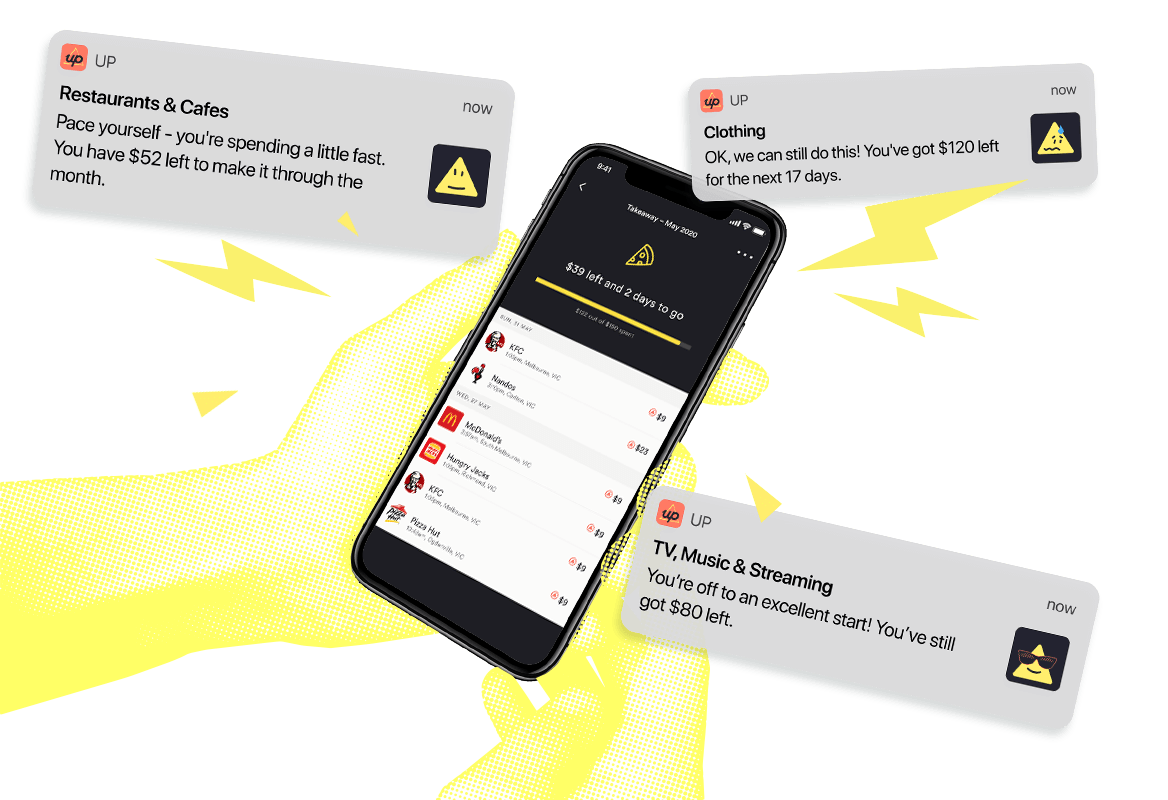 Up budget trackers notifications on a phone